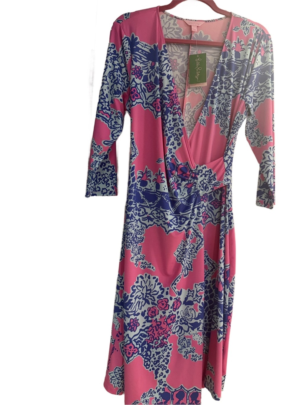 Lilly Pulitzer Yvette Dress with Blue Pattern Size Large NWT